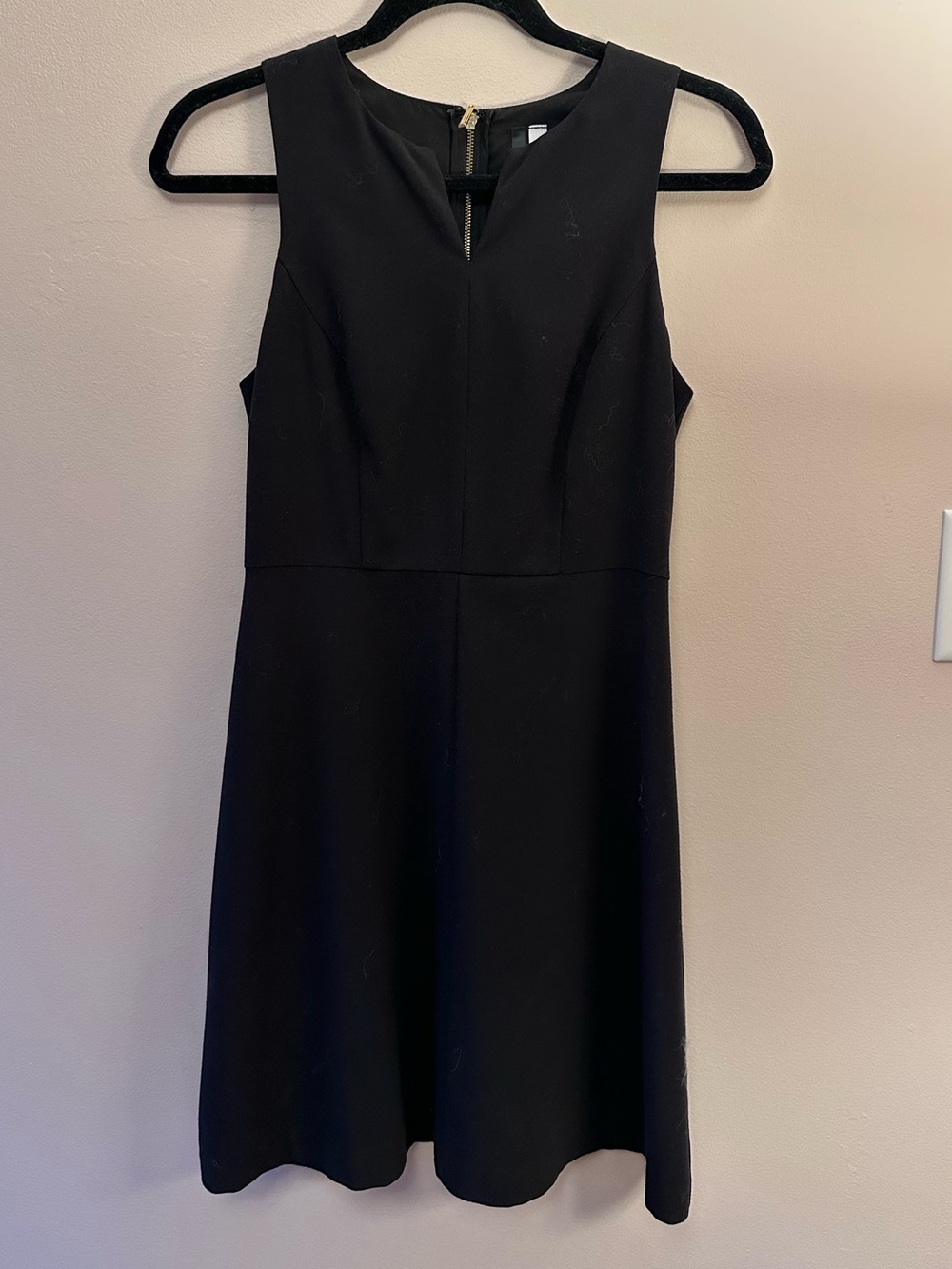 Black notch neck dress with zipper up the back